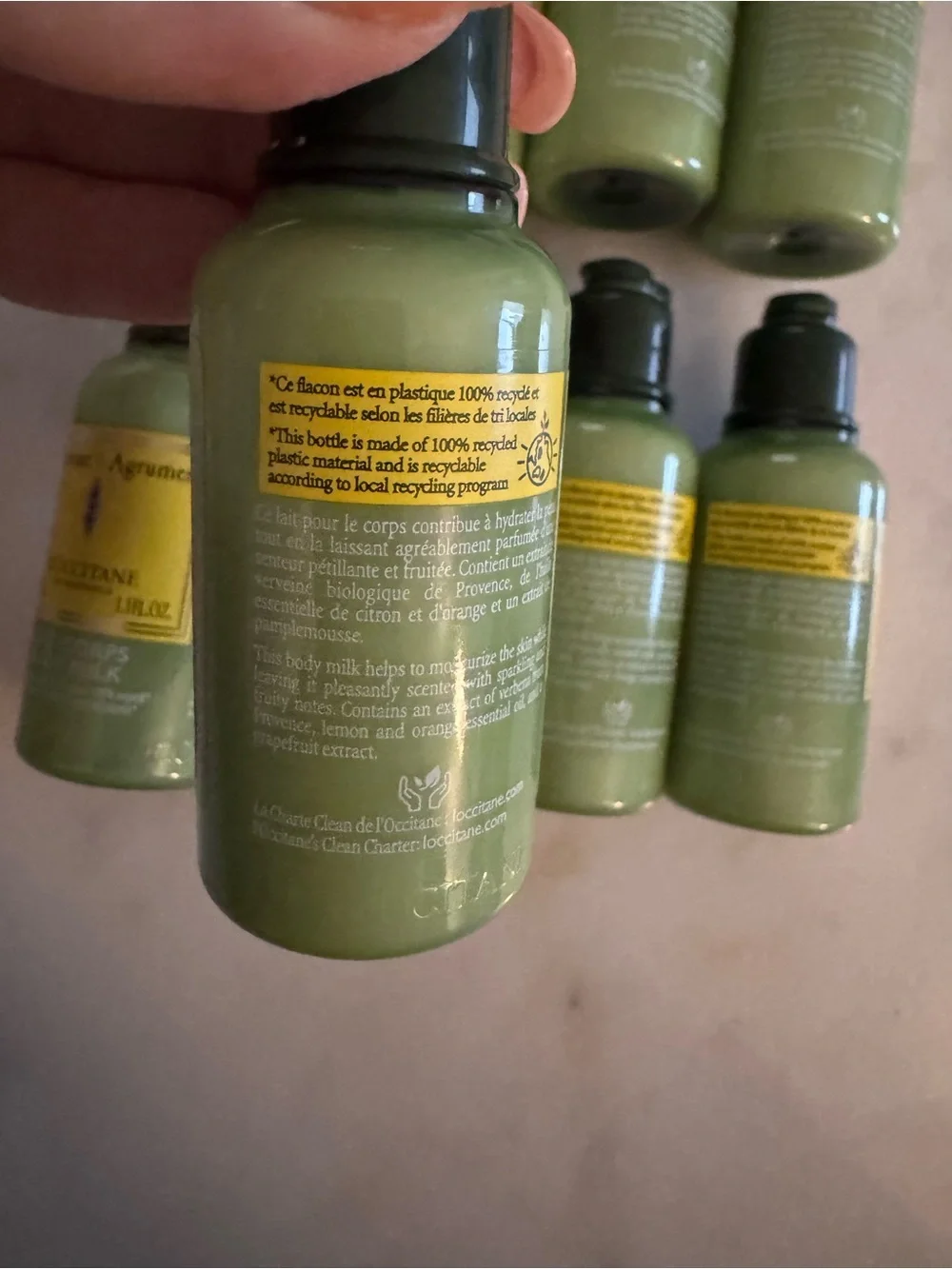 Bundle of 8 🆕 L’Occcitane Verveine Agrumes Body Milk travel size bottles